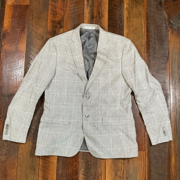 Lauren Ralph Lauren Men’s Plaid Linen Blazer Sport Coat Beige Gray 42R - Picture 4 of 14